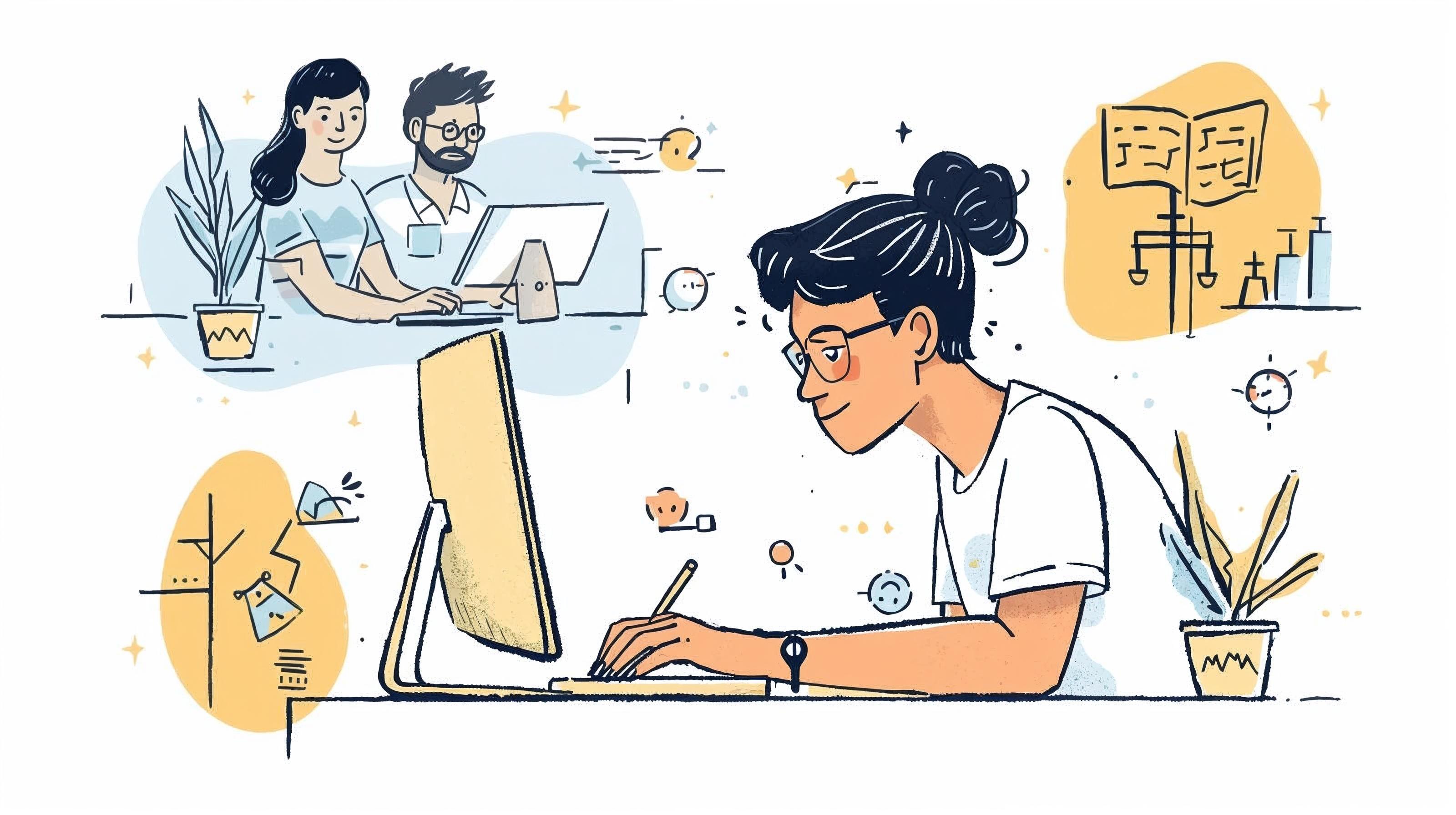 Instructor-led online coaching illustration